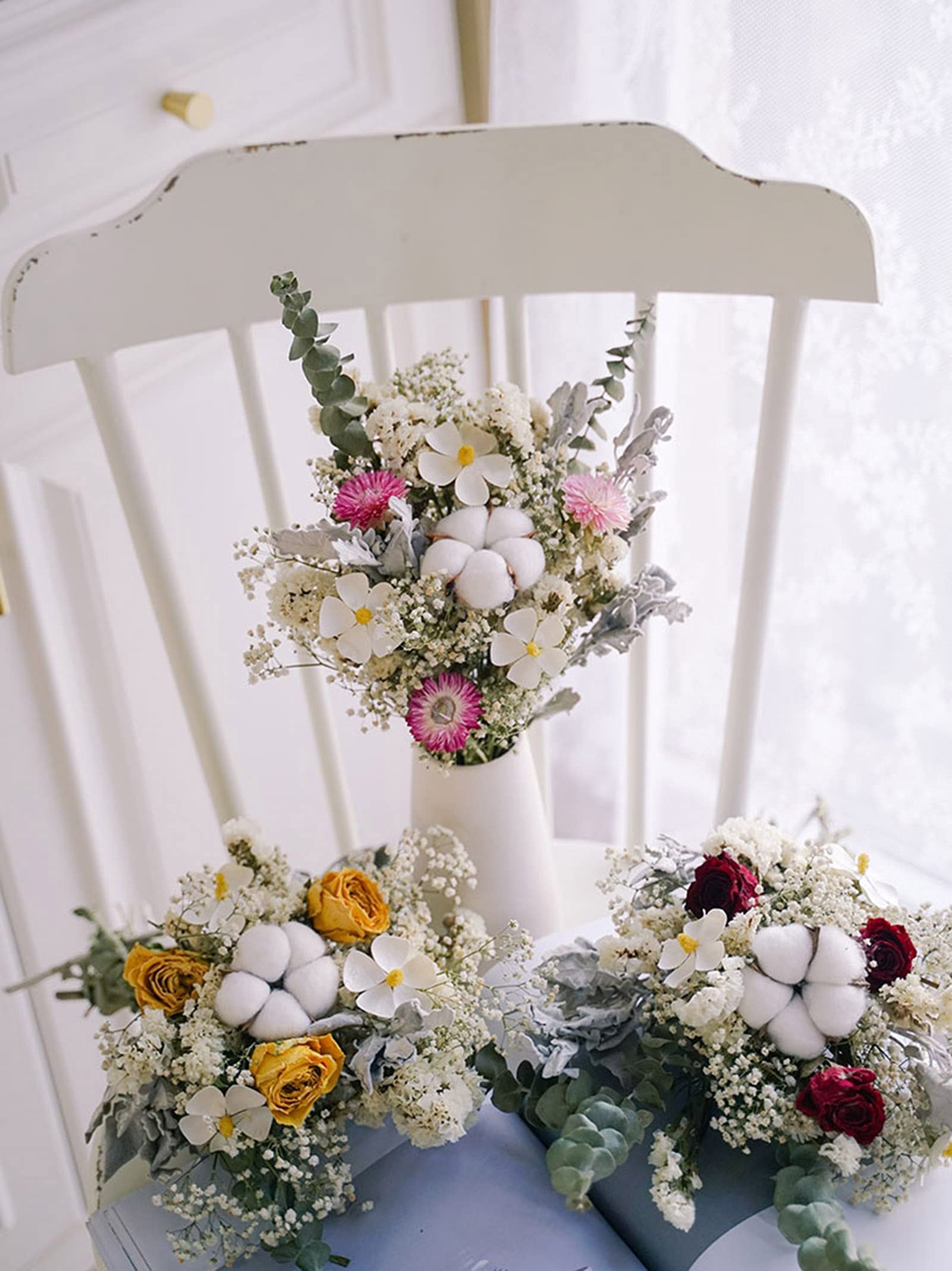 Amazon.co.jp: ドライフラワー 花束 ユーカリのバラの花の花束insの家