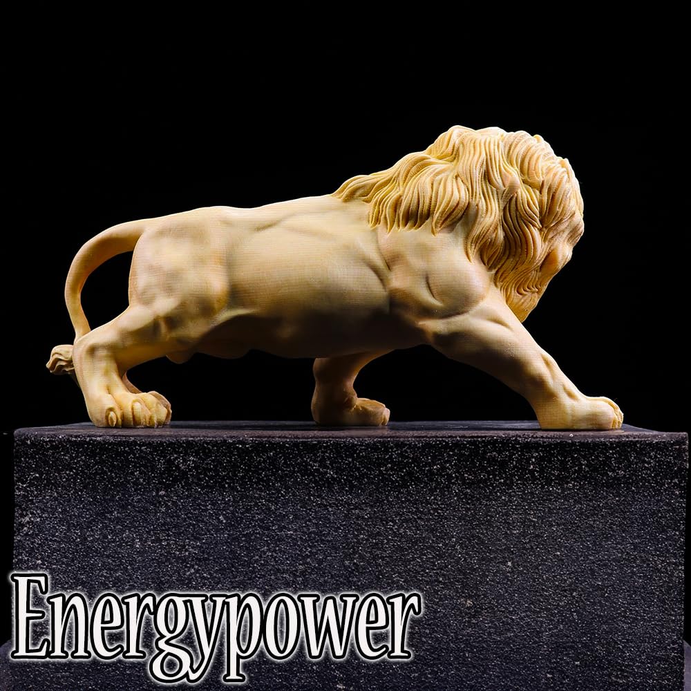 Amazon.co.jp: EnergyPower ライオン 木彫り彫刻 檜天然木彫り出し