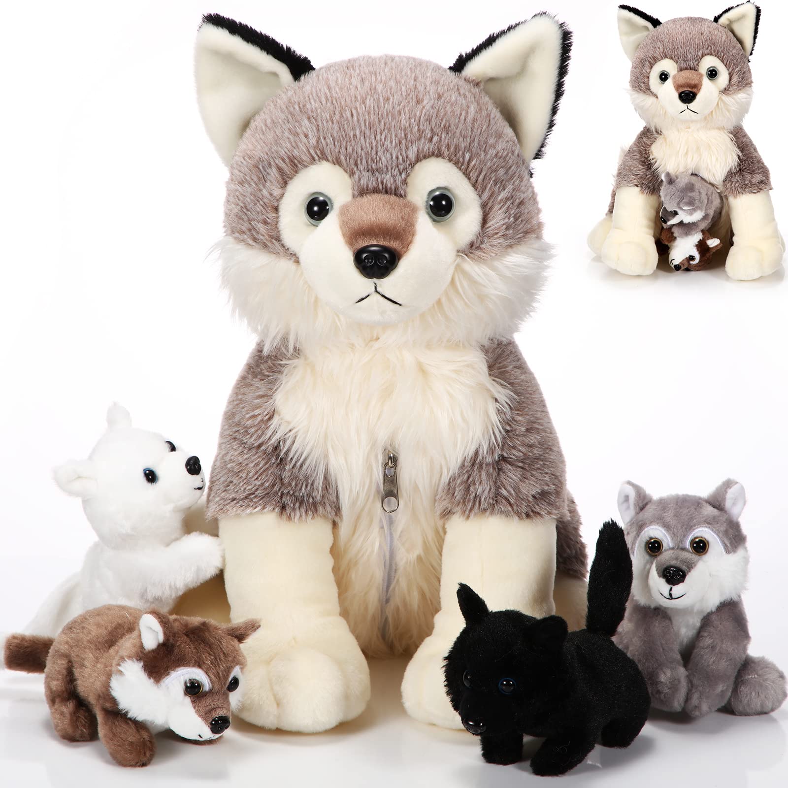 Amazon.co.jp: Honoson オオカミぬいぐるみ5点セット 14インチ マミー
