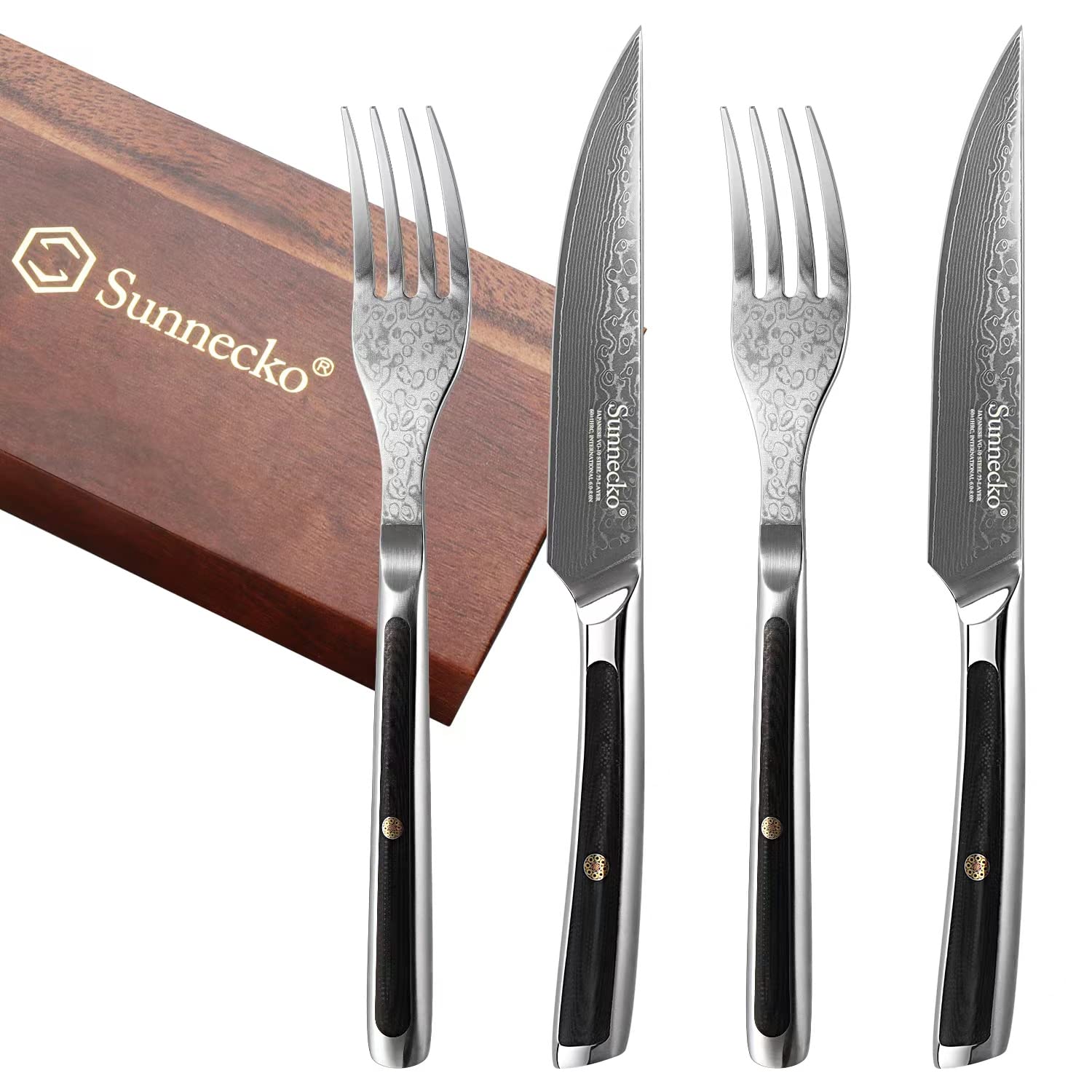 Amazon.co.jp: Sunnecko ステーキナイフ フォーク 4点セット 73層