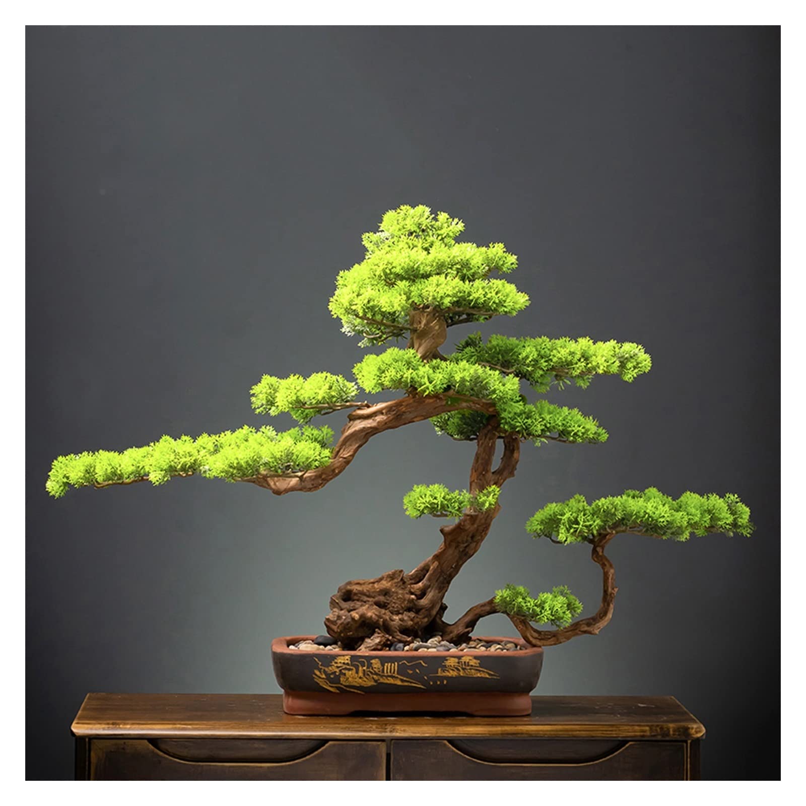 Amazon｜人工盆栽 大型屋内人工植物 フェイク盆栽 フェイクツリー