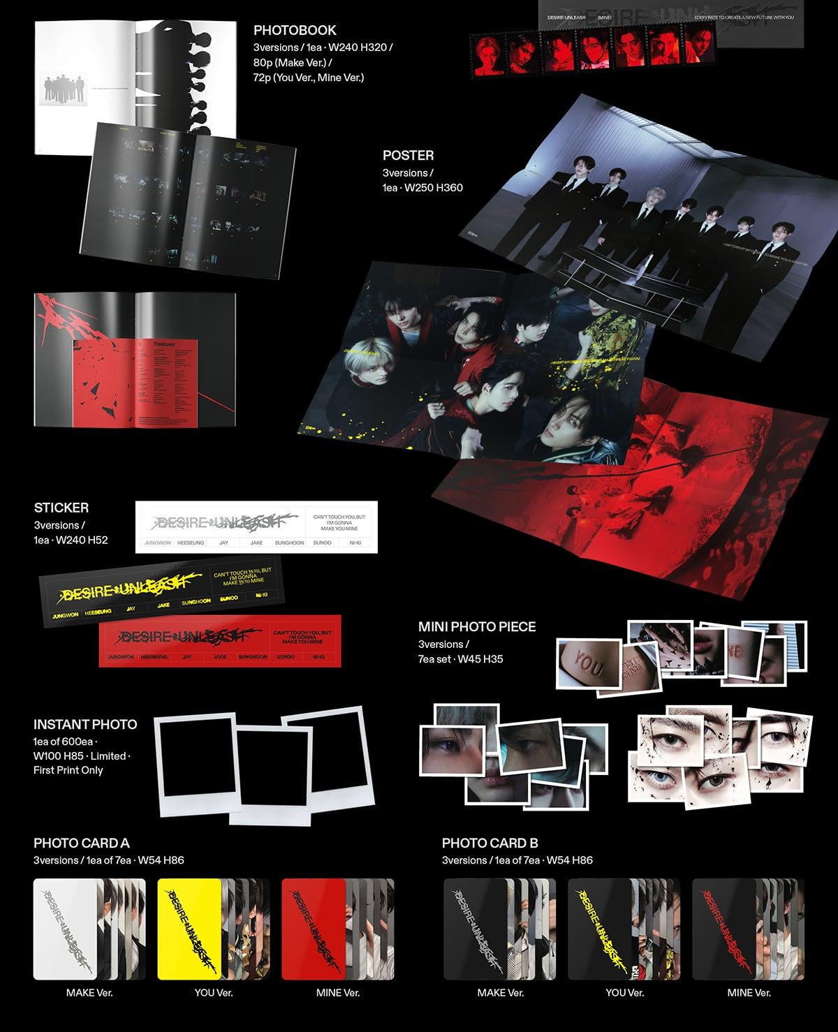 DESIRE : UNLEASH ENHYPEN All Set [3 Photobook Ver + 7 ENGENE Ver +