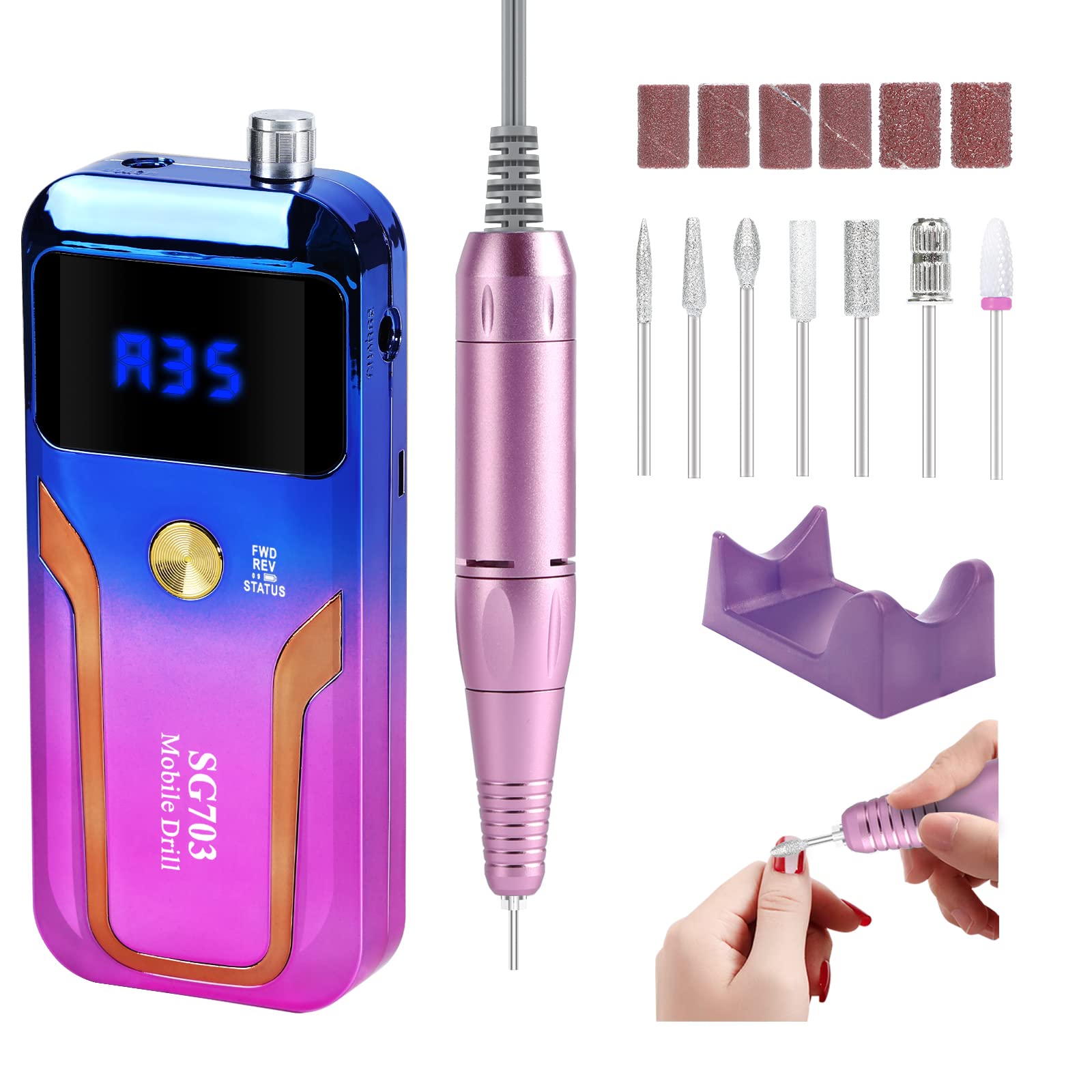 Amazon.com: Portable Nail Drill Professional 35000 RPM, MOCOWIND