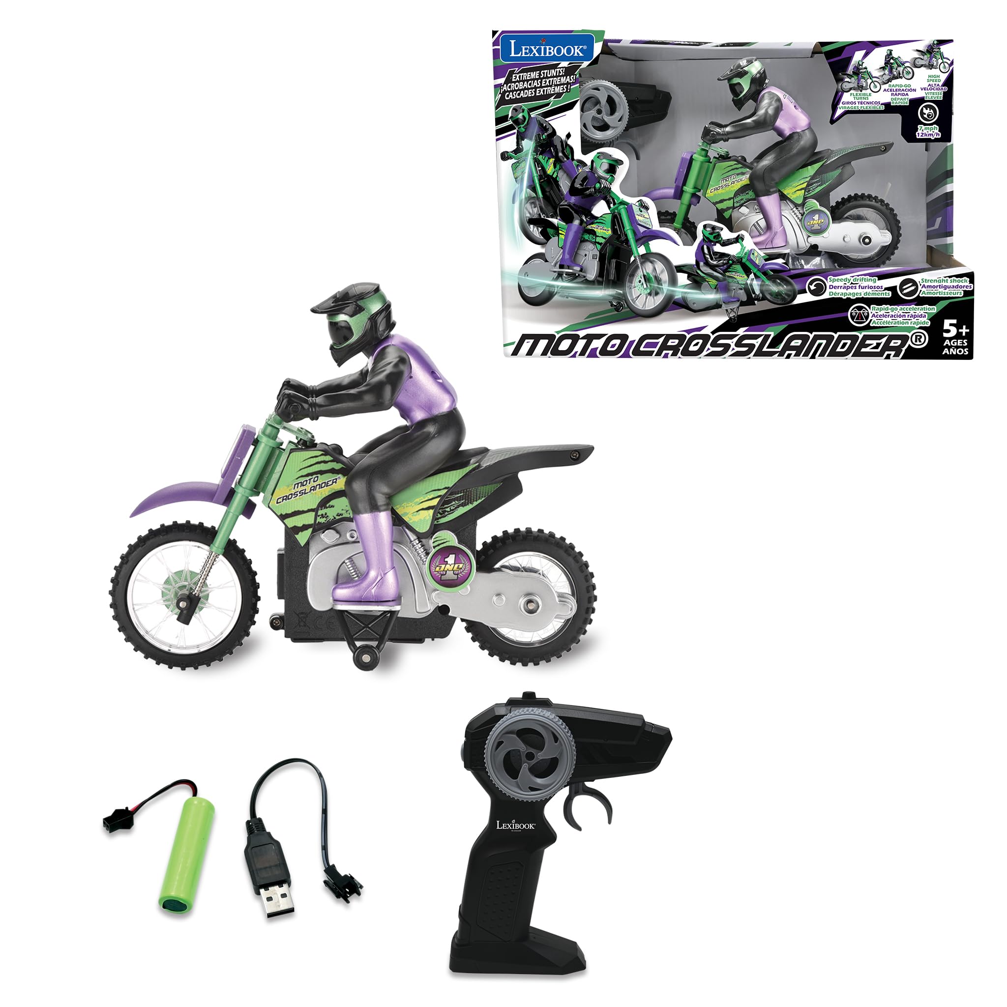 Amazon.com: LEXiBOOK RC18, Crosslander Radio Road Motorcycle, up