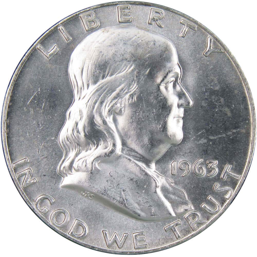 1963 D Franklin Half Dollar BU Uncirculated Mint State 90% Silver