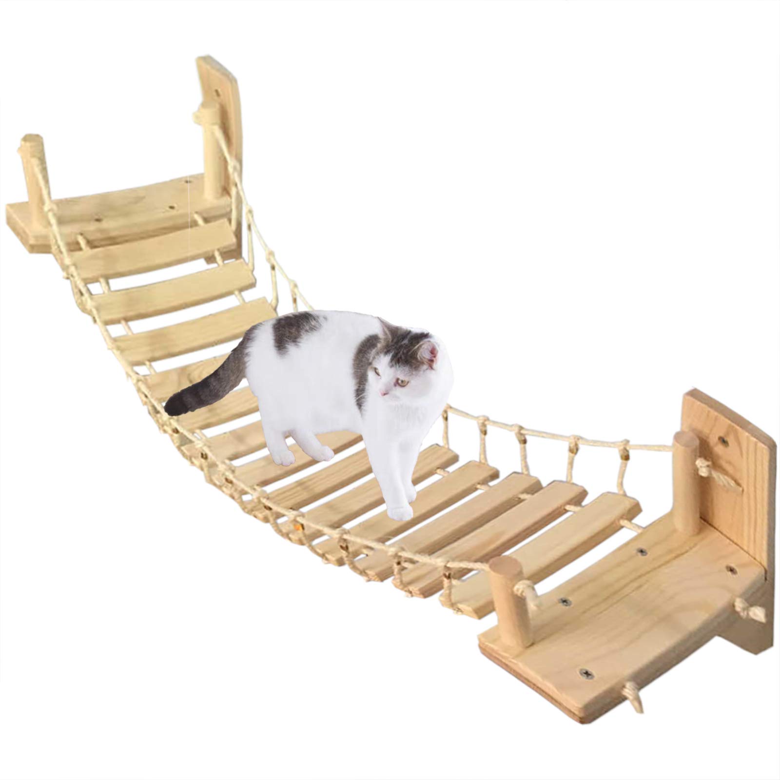 Amazon | Yunyuoo 猫 吊り橋 木製 ハンモック 遊び場 ストレス解消