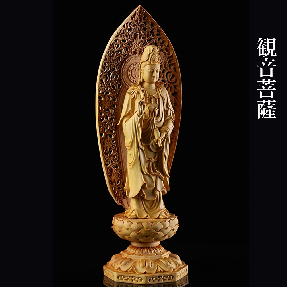 Amazon｜Suicazon [御金品] ツゲ 木彫り 阿弥陀三尊像29cm（ 観音菩薩