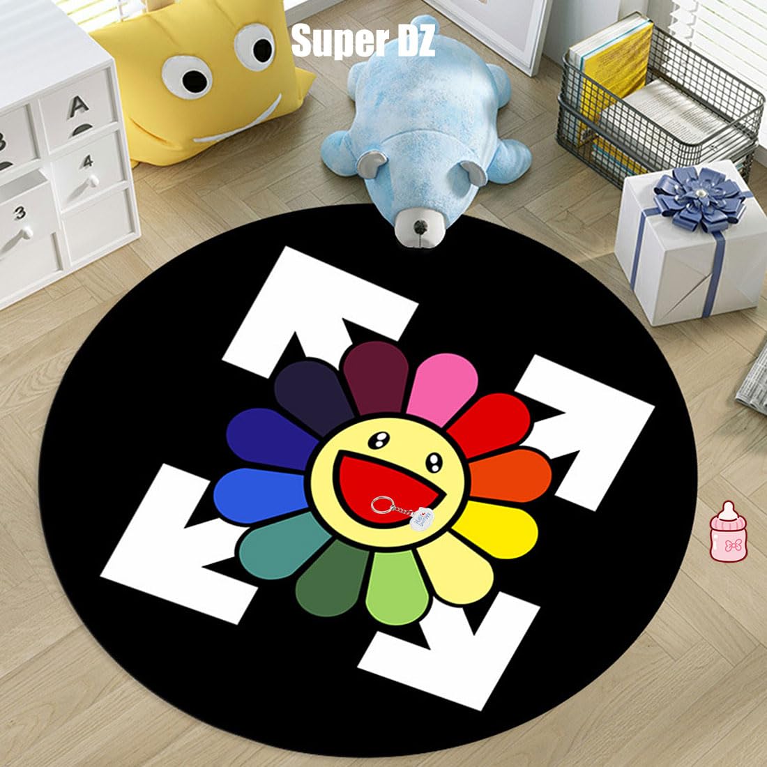 Amazon.com: Takashi Murakami Smiley Face Floor Rug, Chair Mat