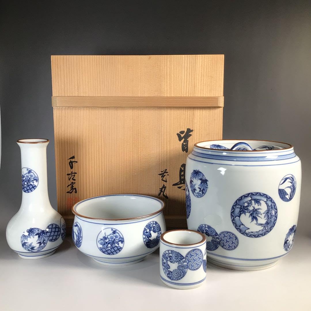 Amazon.co.jp: N131 皆具 『千古窯造』『染付花丸文』『水指 建水