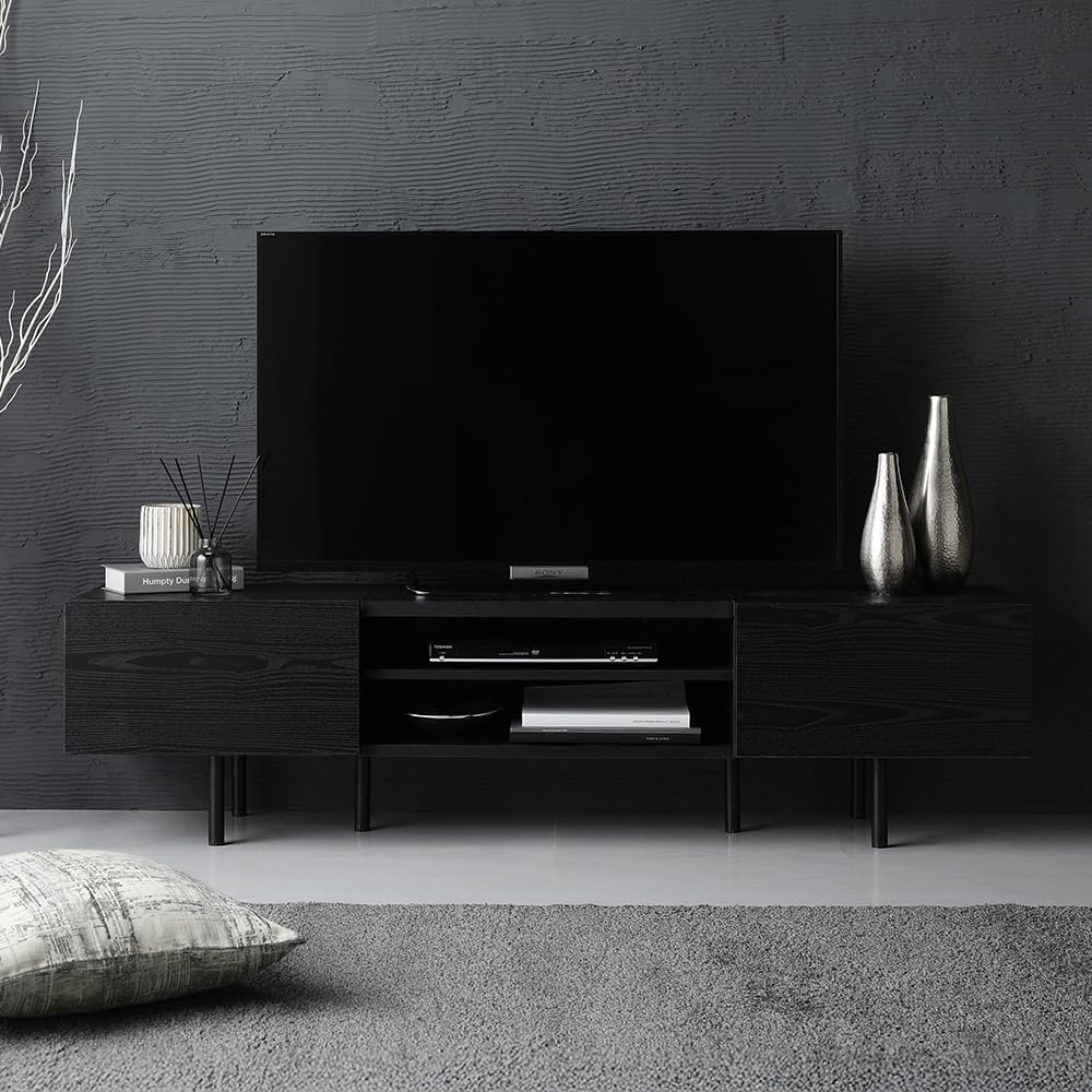 Amazon｜RASIK テレビ台 55型 対応 150cm幅 ブラック ローボード
