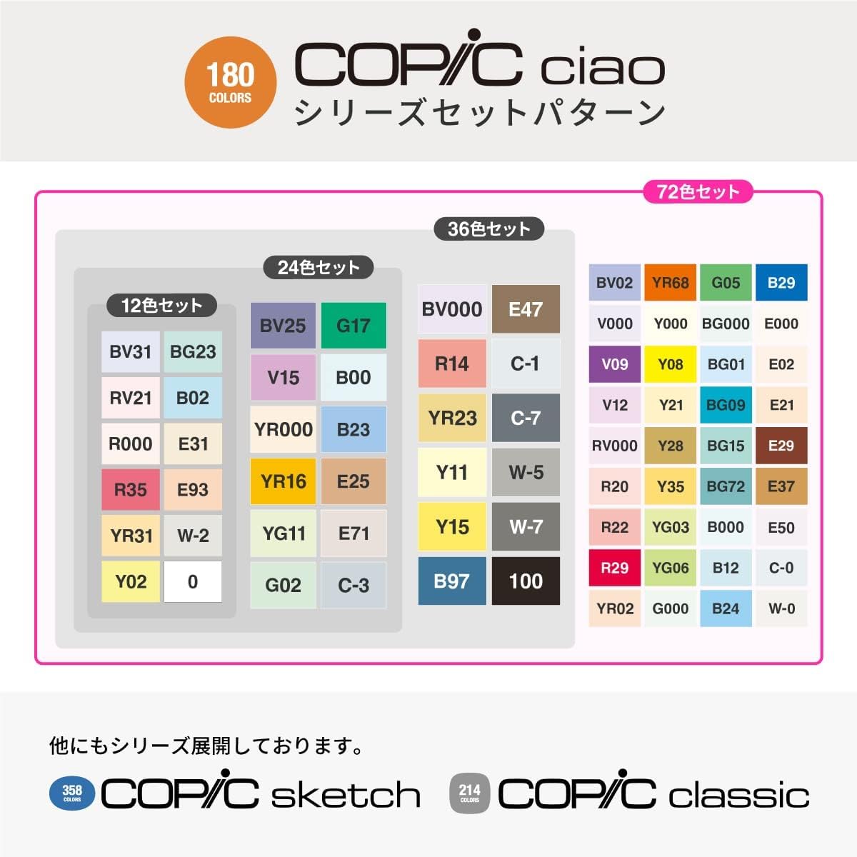 Amazon.com: Too Copic Ciao Start Set of 72 Colors, Made in Japan
