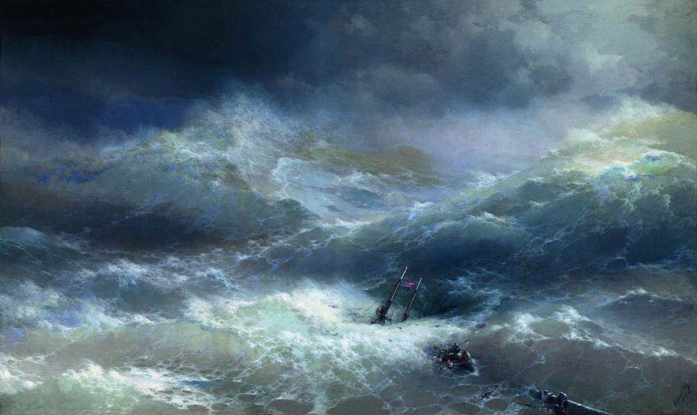 Amazon.co.jp: 10 アート絵画 波 1889 嵐 海景 難破船 イワン