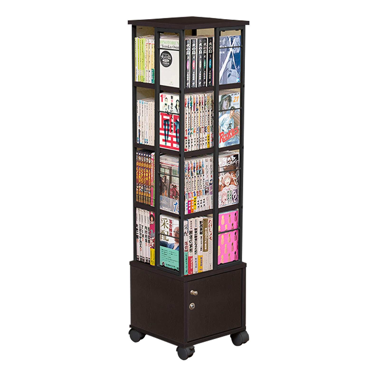Amazon｜ottostyle.jp 回転式 本棚 スリム 大容量 4面 360度回転 省