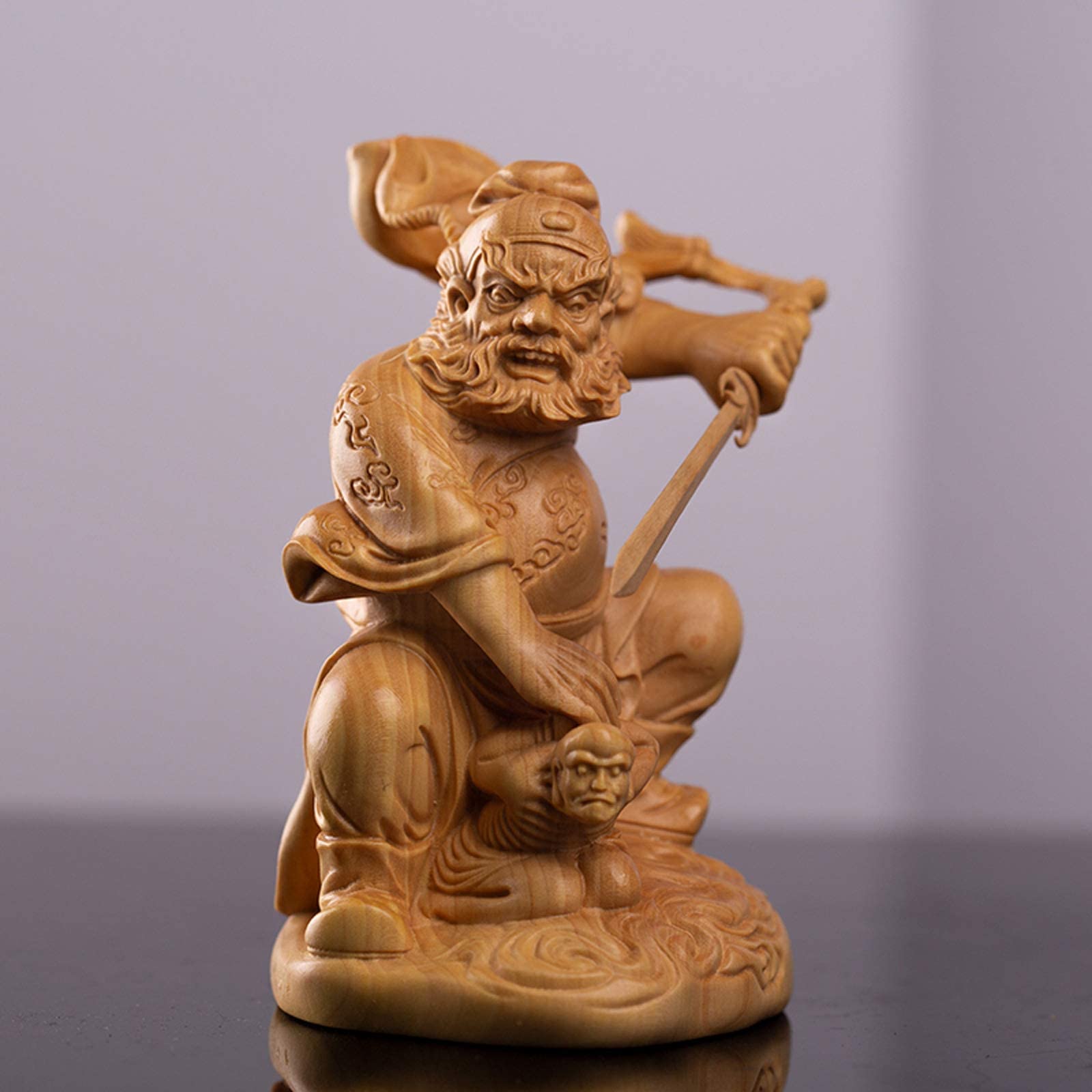Amazon｜木彫りの仏像 鍾馗様【鍾馗○鎮宅聖君】10cm 高級天然ツゲ