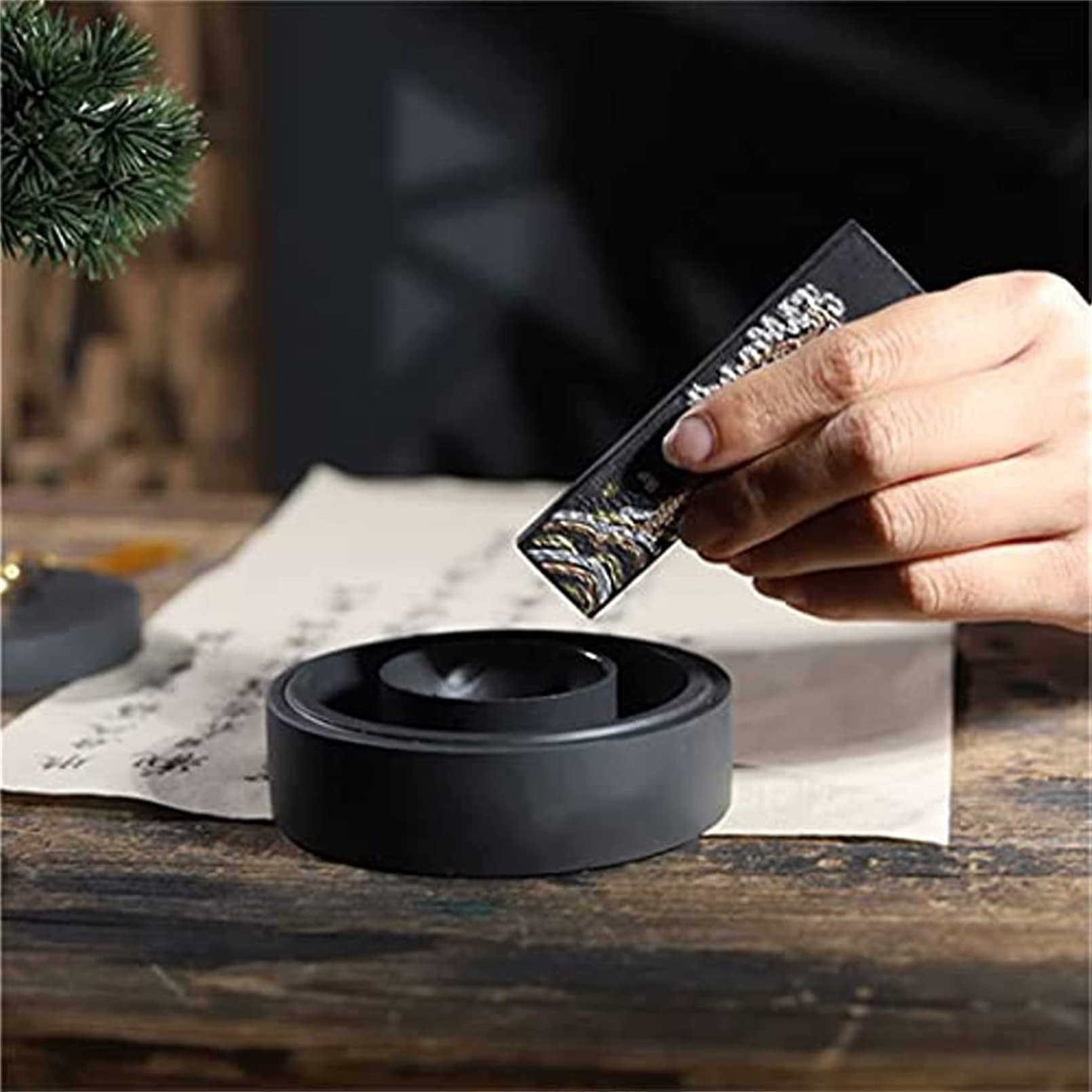 Amazon | 硯、硯箱、黒丸硯、蓋付き硯、書道専用道具、蓋付き硯、四文