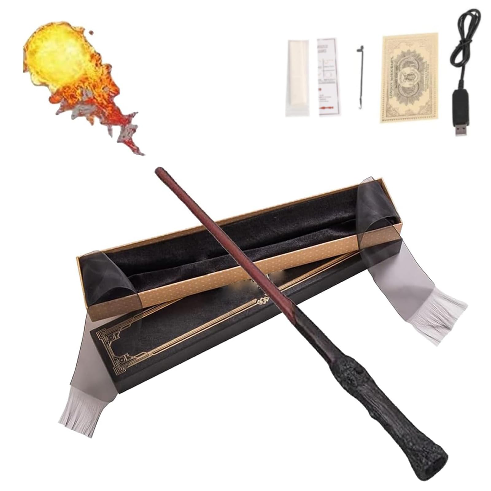Amazon | 魔法の杖 火が出る、魔法の紙枚付き、本物 魔法の杖、火の玉