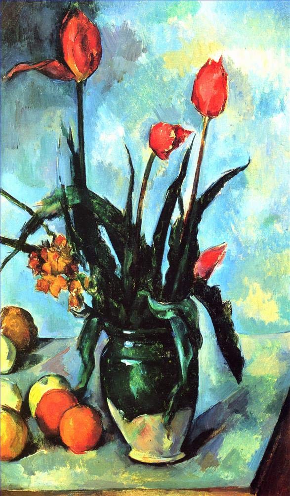 Amazon.co.jp: つの絵画 花瓶の中のチューリップ ポール セザンヌ 花の