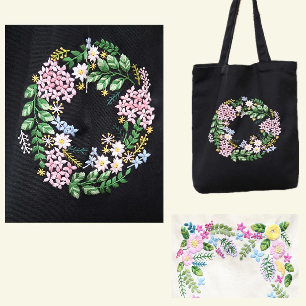 Amazon | 刺繍キット 初心者 セット 花 刺しゅう キャンバストート