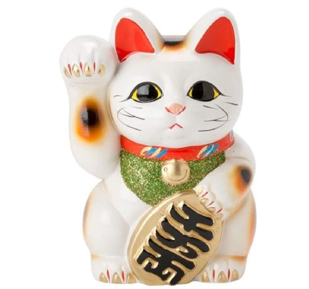 Amazon.co.jp: 白 小判猫 6号 お金を招く右手 招き猫 常滑焼 : ホーム