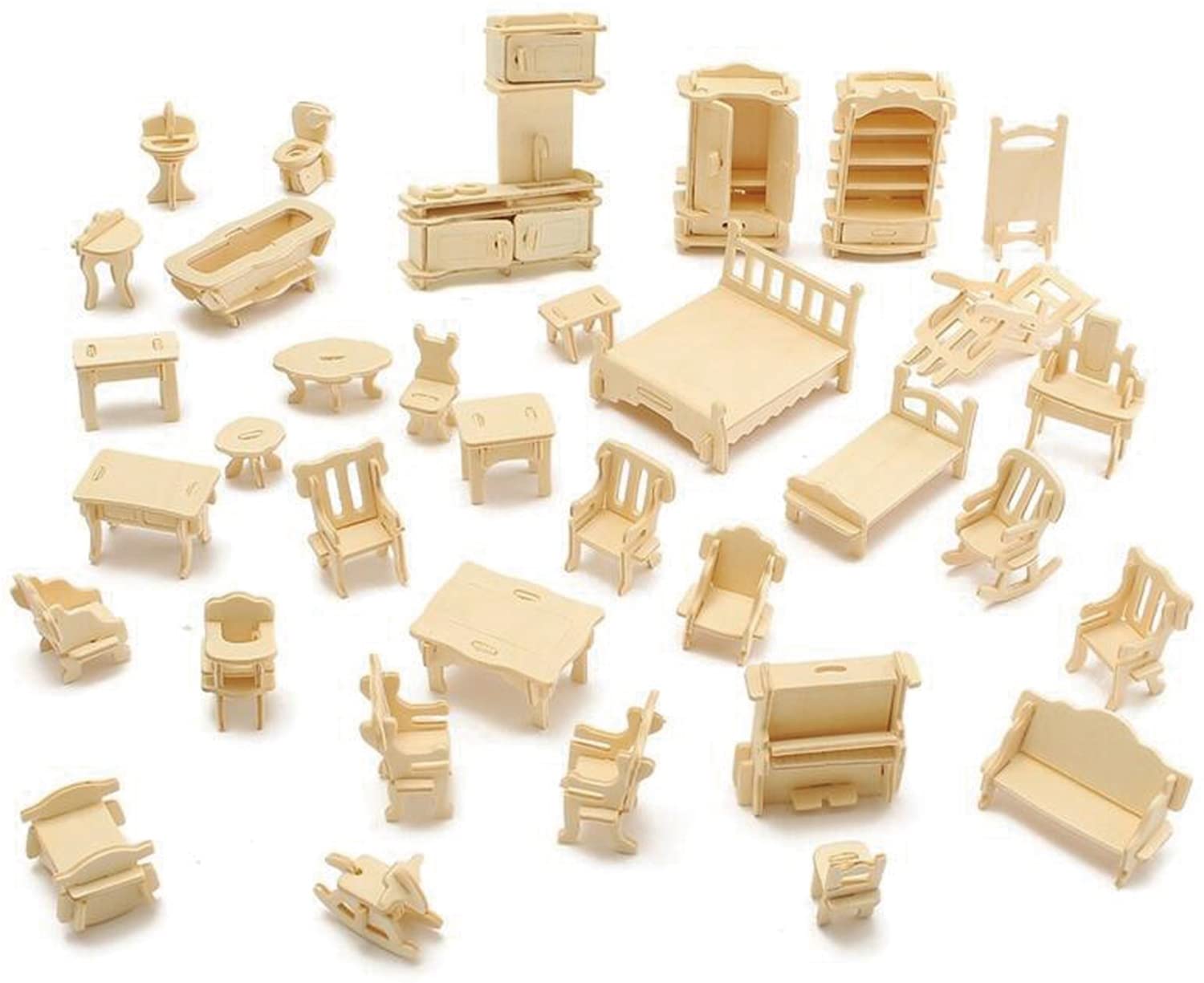 Amazon | 木製 ミニチュア家具 セット ドールハウス 簡単 組み立て