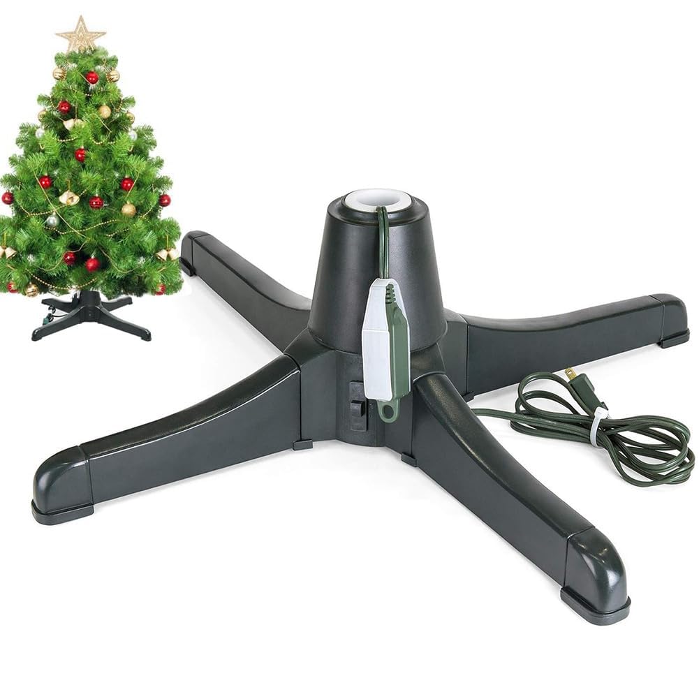 Amazon.co.jp: 電動360度回転クリスマスツリースタンド、調節可能な