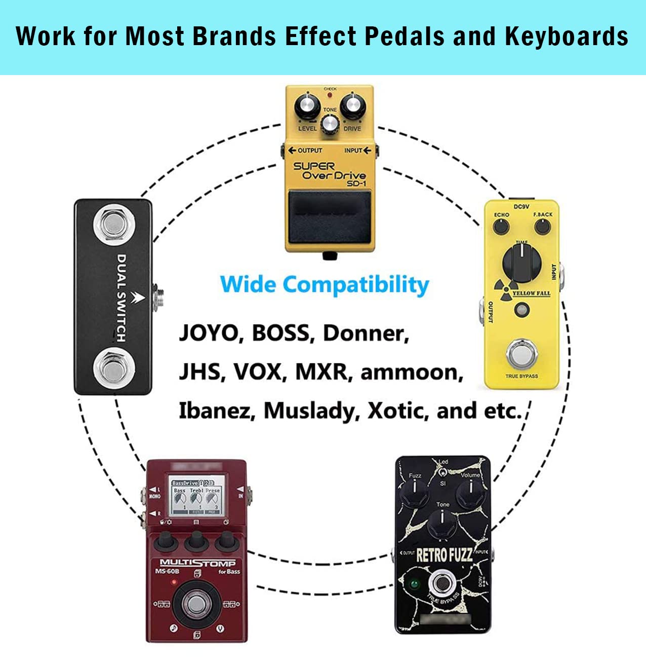 Amazon.com: JOYO 8 FX Loop Programmable Pedal Switcher PXL8 Bundle