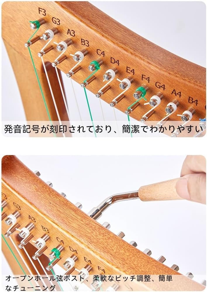 Amazon.co.jp: 小型ハープポータブル楽器15、19弦ハープ、音楽愛好家
