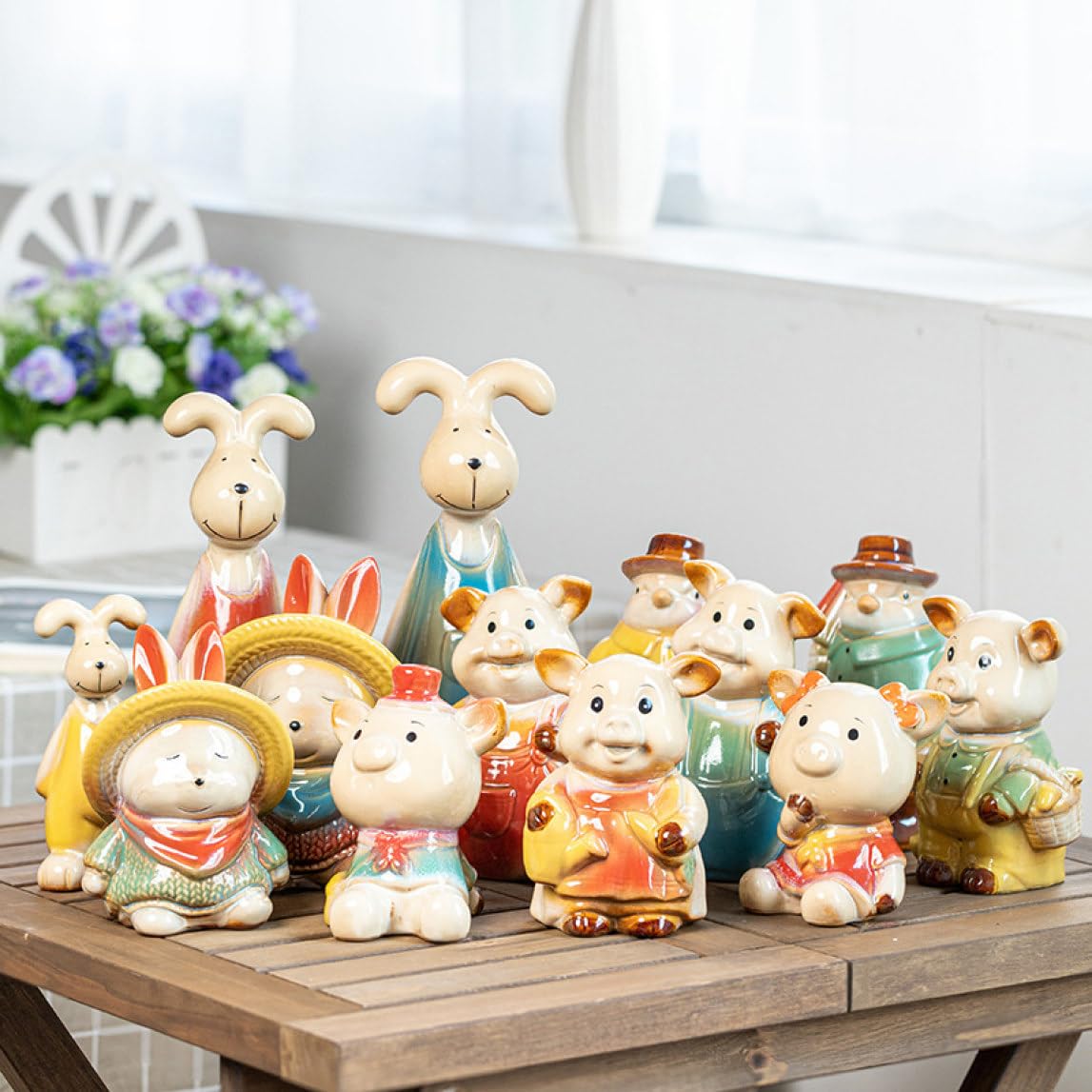 Amazon.co.jp: JAnjiaLxY ねこ 置物 かわいい ラビット カエル 飾り 兎