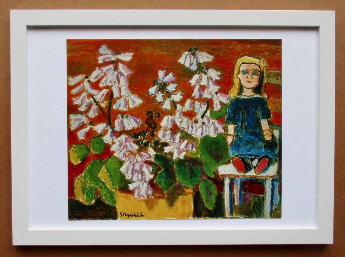 Amazon.co.jp: 鈴木信太郎 「人形と桐の花」 画集画 A4額入り : おもちゃ