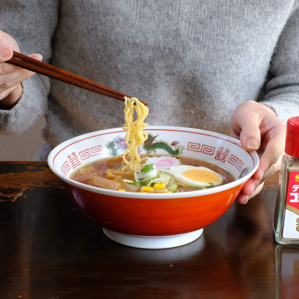 Amazon.co.jp: ラーメン鉢 昔ながらのラーメン鉢 朱巻龍 ラーメン