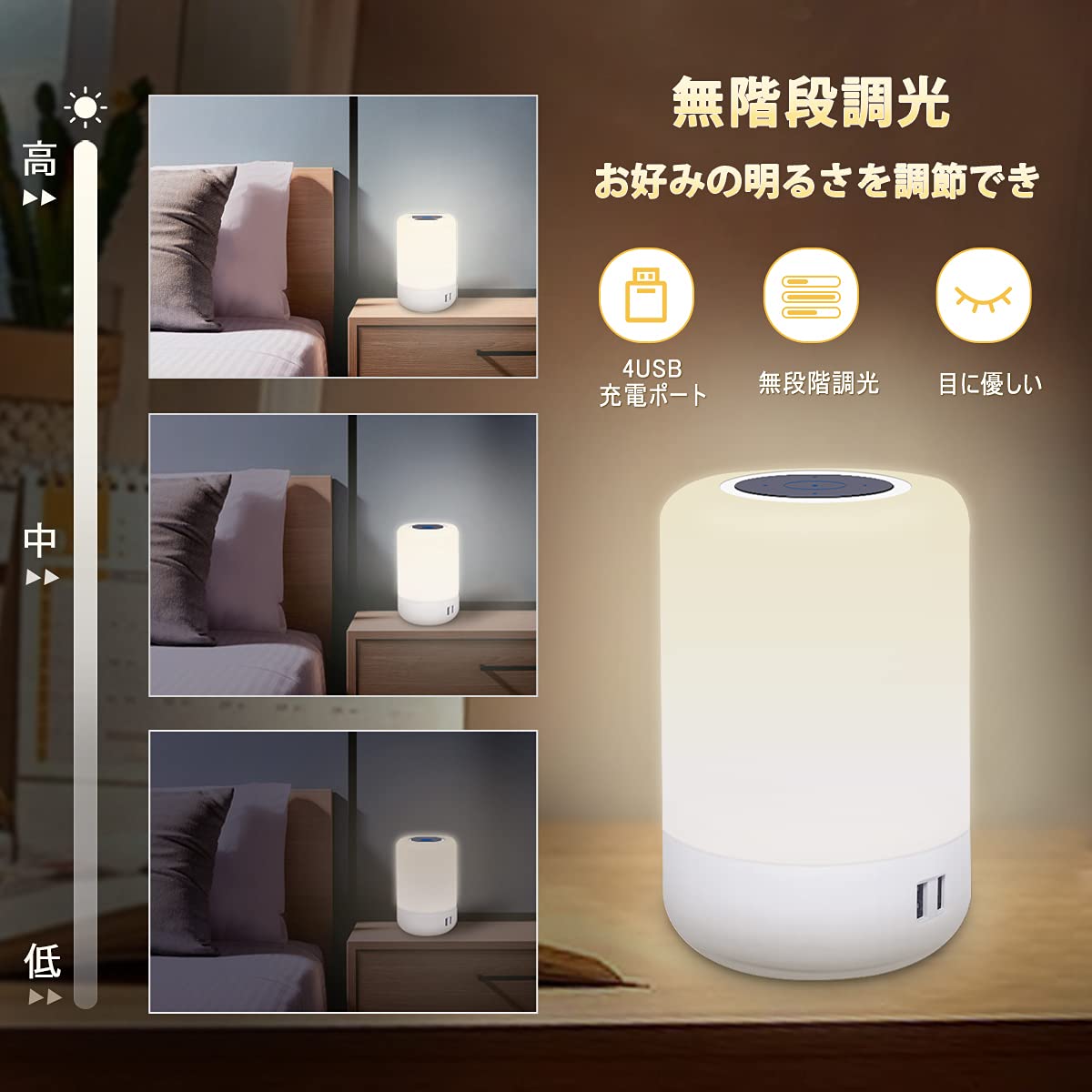 Amazon.co.jp : LETOUR ベッドサイドランプ ナイトライト コンセント式