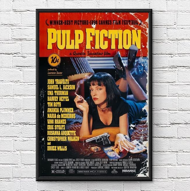 Amazon.co.jp: 【フレーム付-黒-】 映画ポスター パルプフィクション