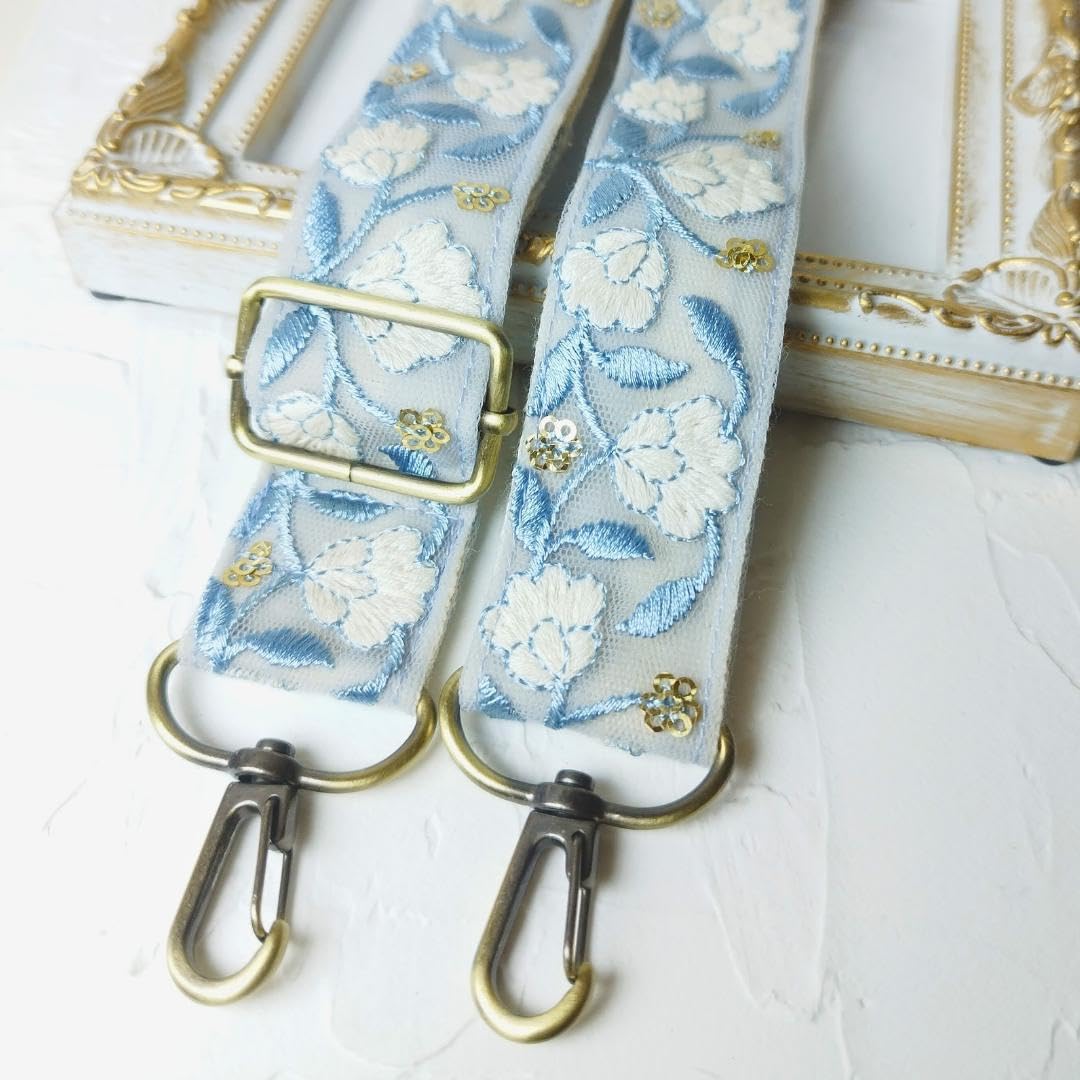 Amazon.co.jp: PM187 | インド刺繍リボン スマホショルダー ブルー