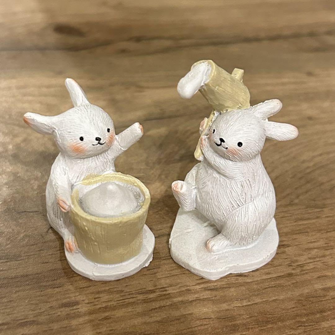 Amazon.co.jp: ナチュラルキッチンお月見 餅つきウサギ オブジェ