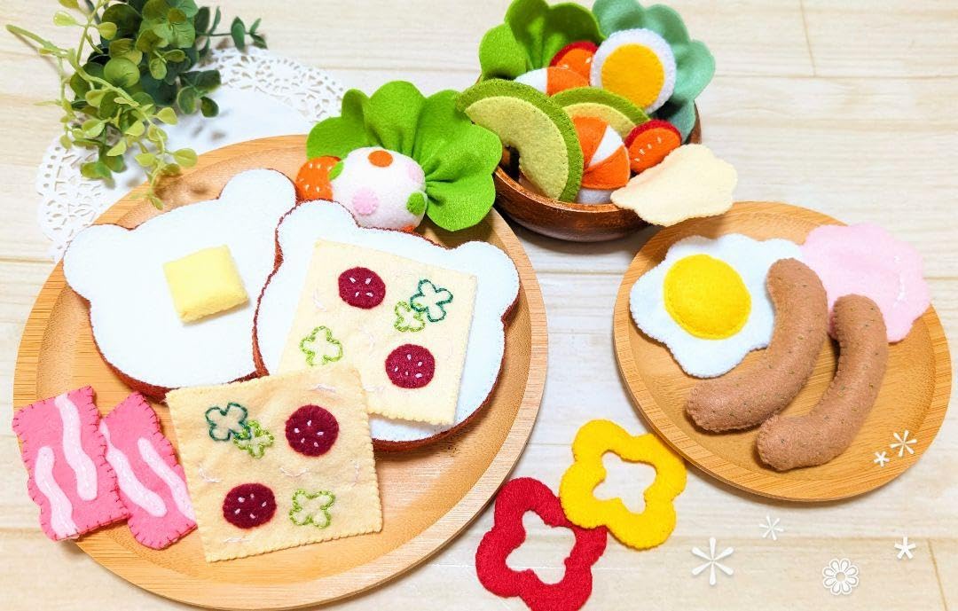 Amazon | おままごと フェルト モーニングセット パン ピザトースト