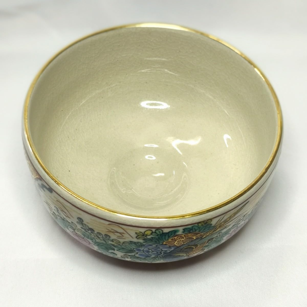 Amazon.co.jp: 茶道具 抹茶茶碗 九谷焼 庄三 手描き 金縁 金彩人物花鳥