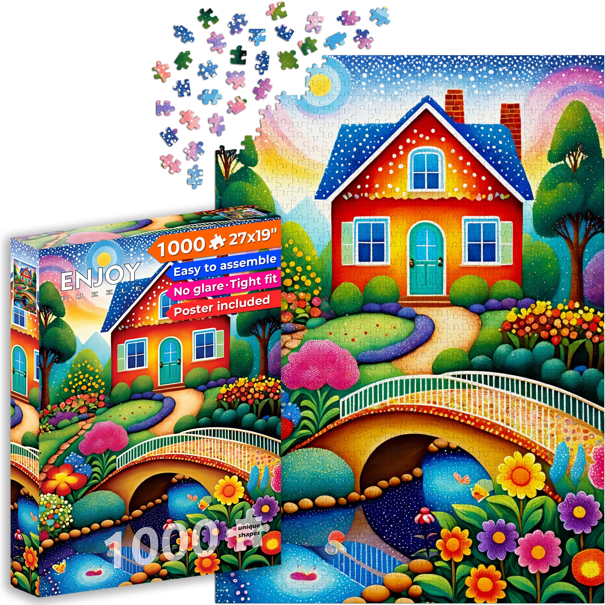 Amazon.com: ENJOY Puzzle Happy House and Flower Garden Landscape
