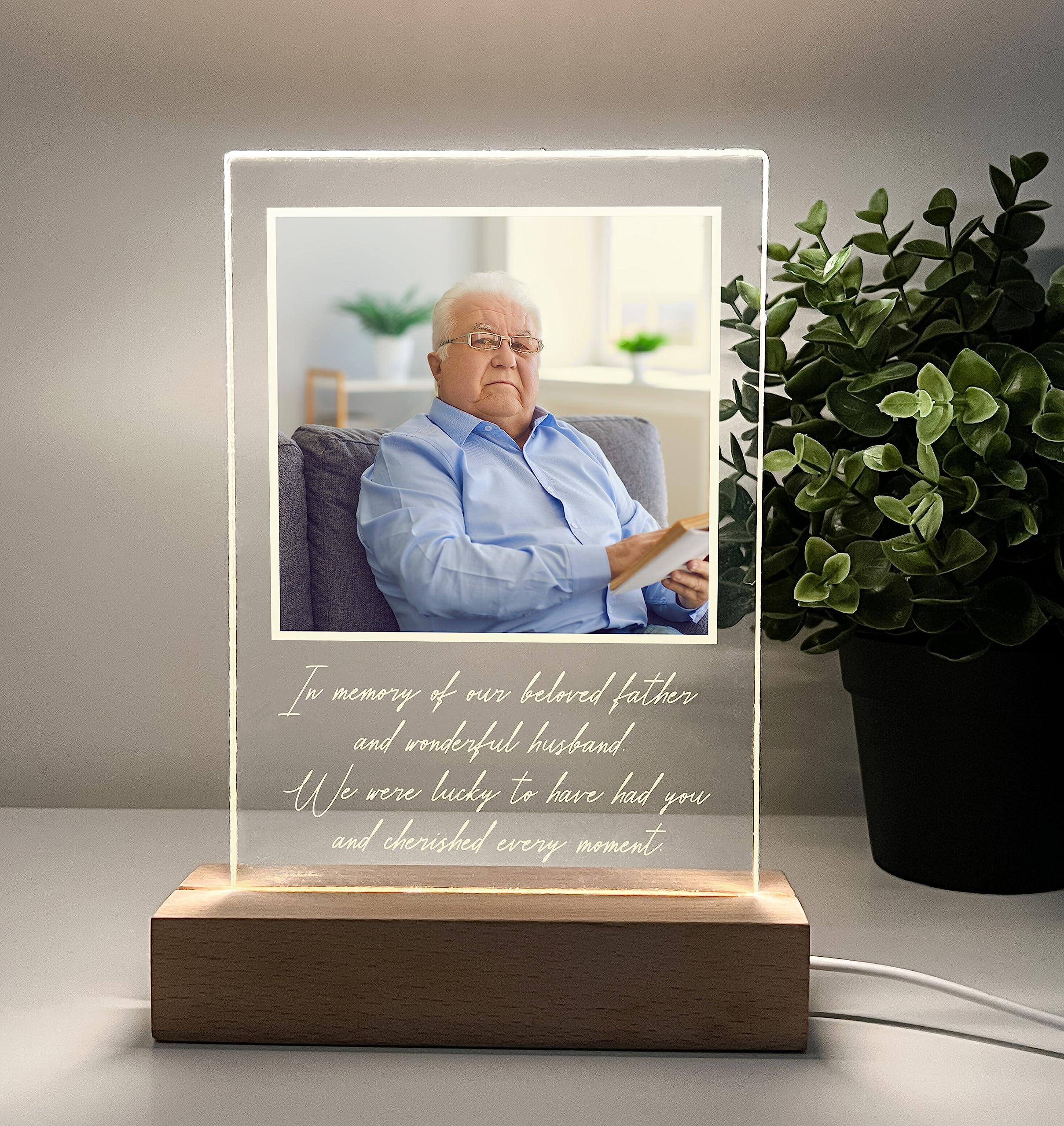 Custom Personalized Photo LED Wood Stand Picture Frame Night Light