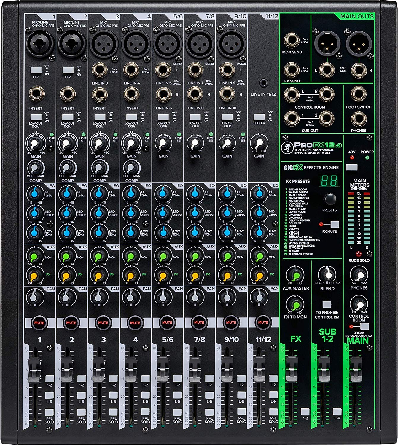 Amazon | Mackie ProFX12v3 12チャンネルミキサー 内蔵エフェクト付き