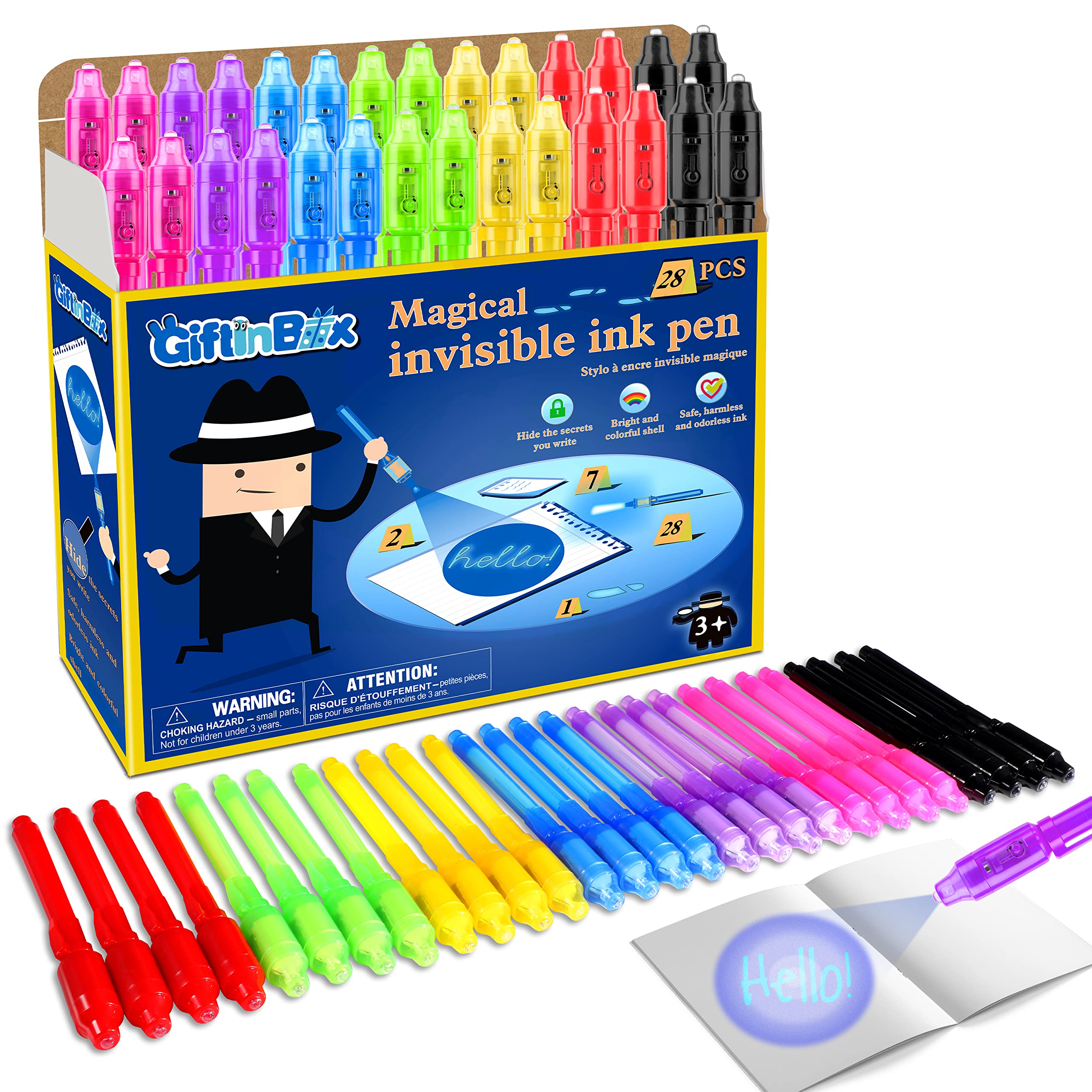 Amazon.com: GIFTINBOX Invisible Ink Pen, 28PCS Spy Pen with UV