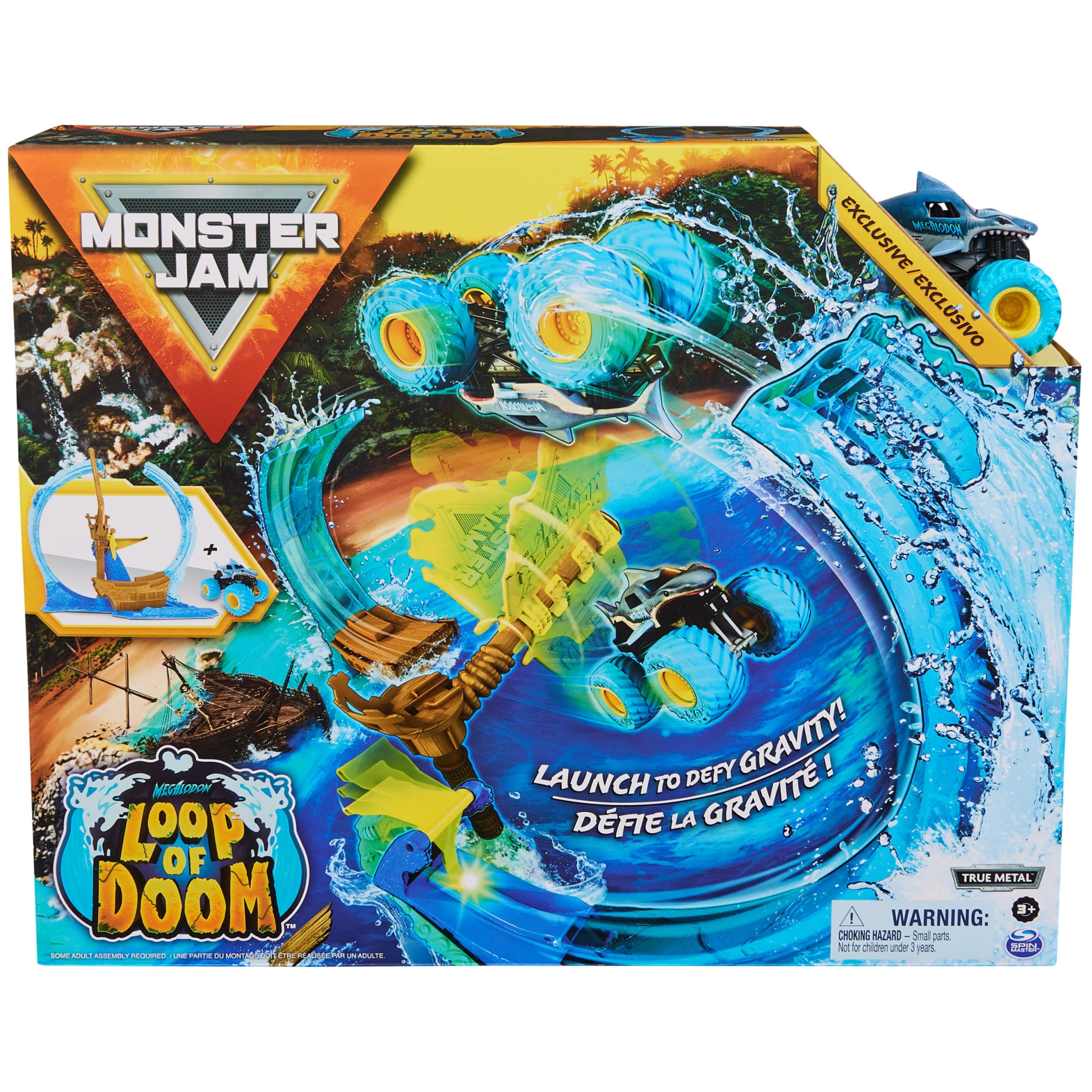 Amazon.com: Monster Jam, Megalodon Loop of Doom Stunt Playset with