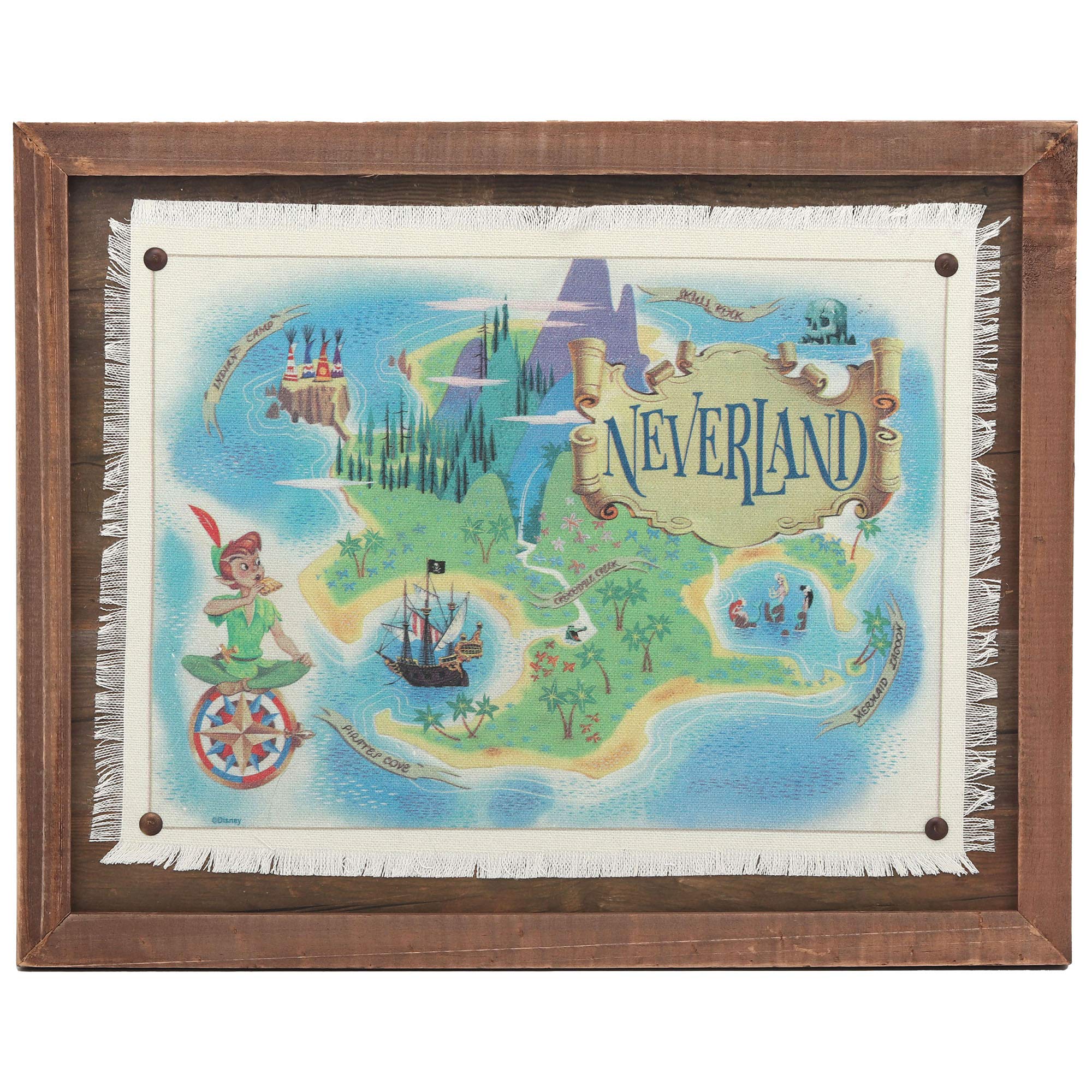 Amazon.co.jp: ディズニーピーターパンネバーランド地図フレーム木製壁