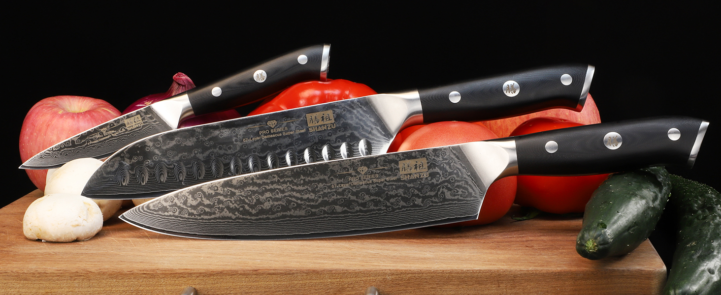 Amazon.com: SHAN ZU Damascus Knife Set, Japanese Super Steel 3 PCS