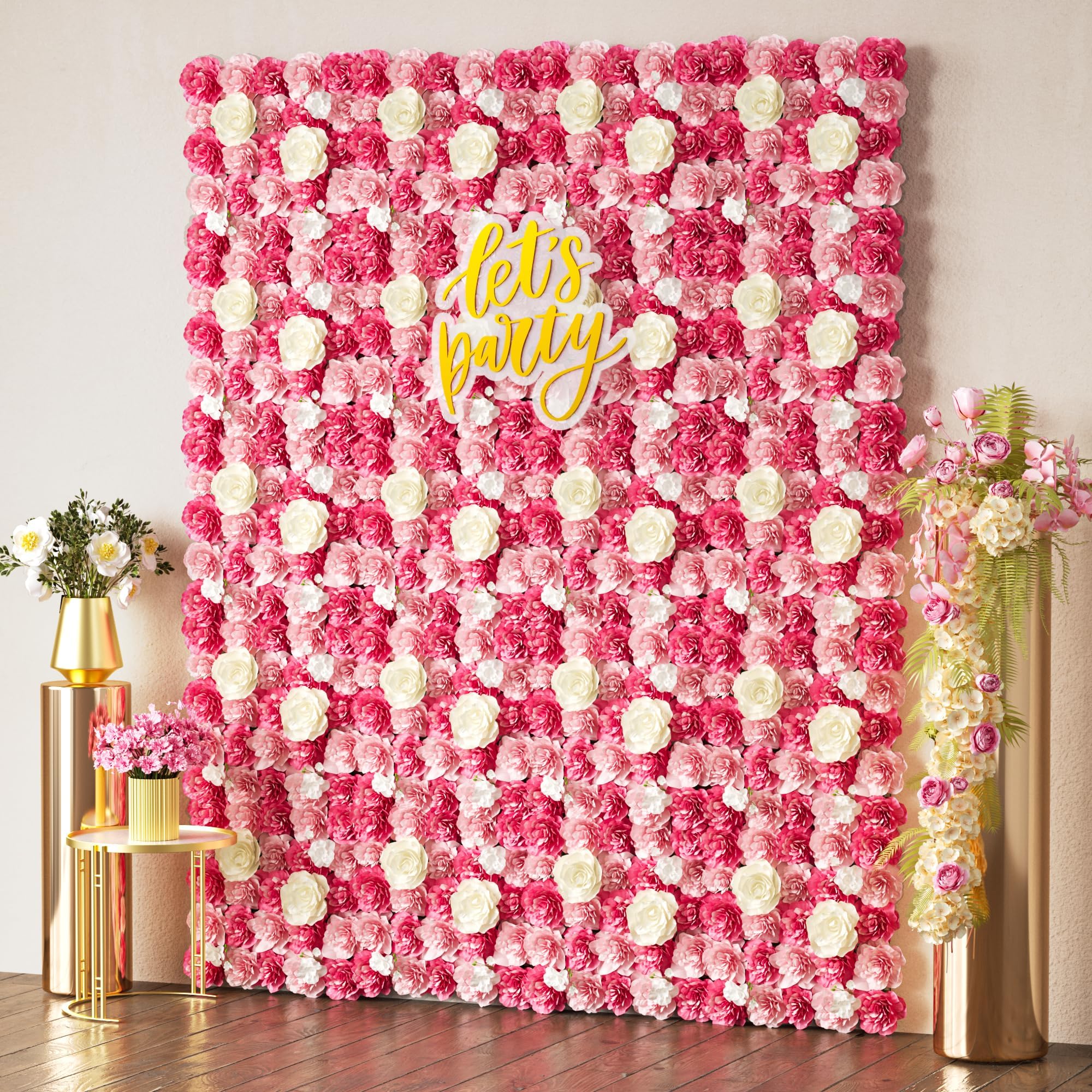 Amazon.com : COKAOBE Pink Flower Wall Panels Backdrop, 12PCS 15x15