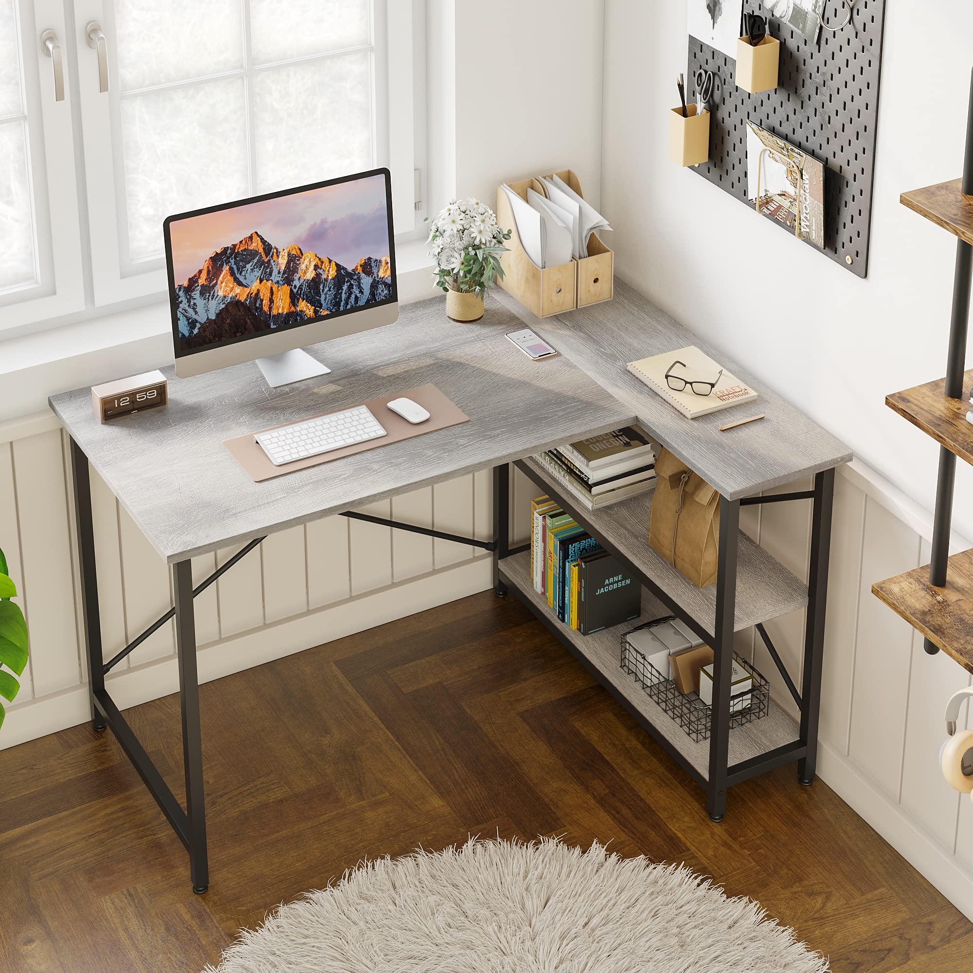 Amazon | Bestier l字デスク パソコンデスク 幅107cm ゲーミングデスク