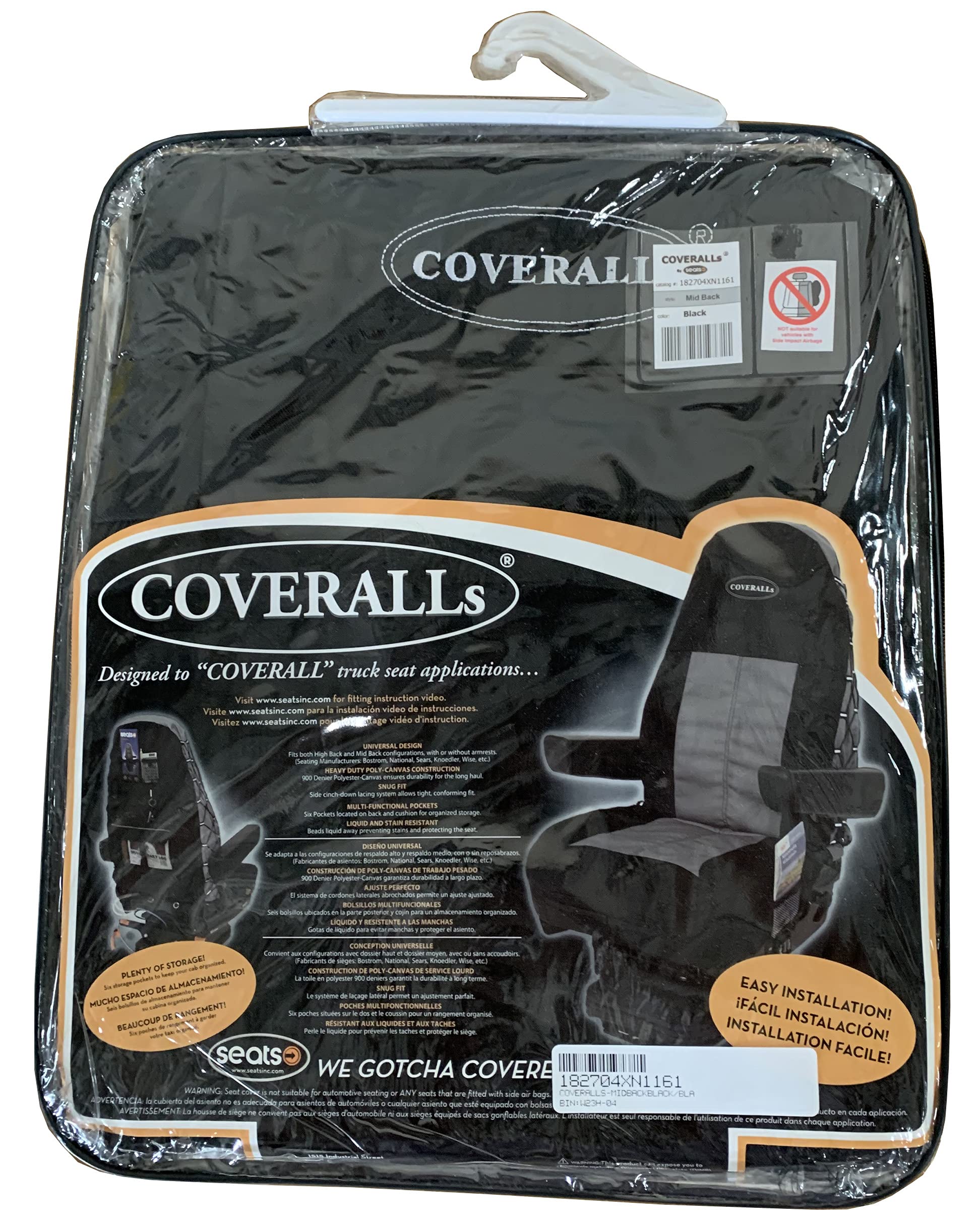 Amazon.com: Seats Inc. Coveralls-Mid Back Black/Black