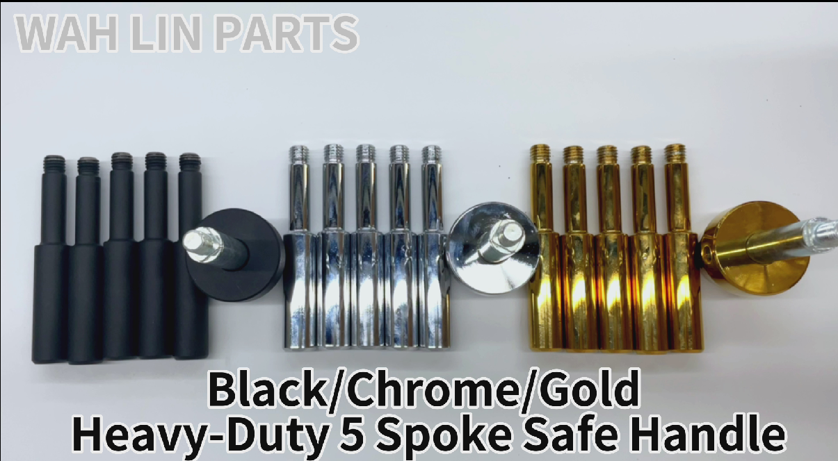 Wah Lin Round Shaft 5 Spoke 105mm Length Gold Finish Safe Handle