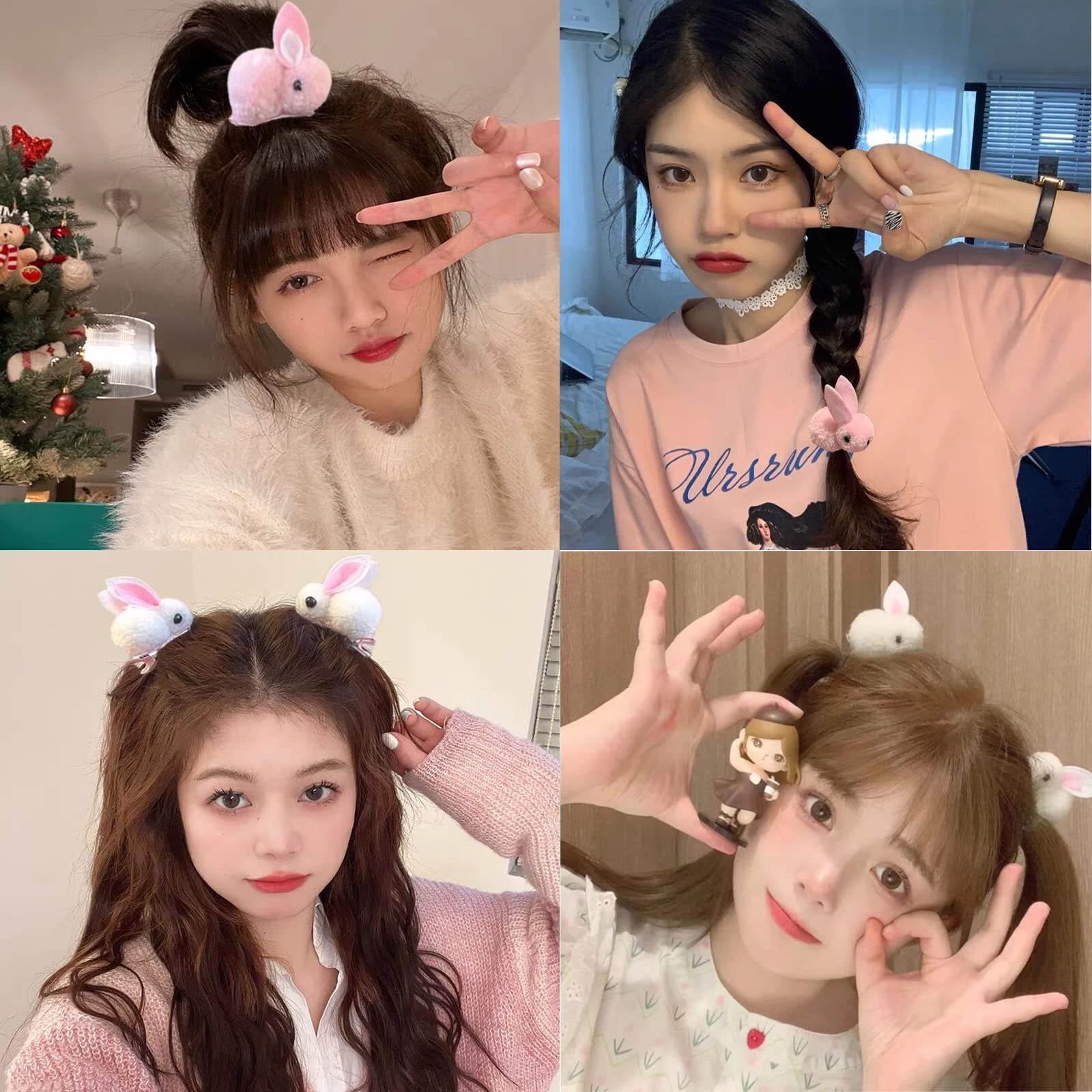 Amazon | ZNUJS(さちえ) ウサギ ヘアクリップ【4本セット】卯 兎 年