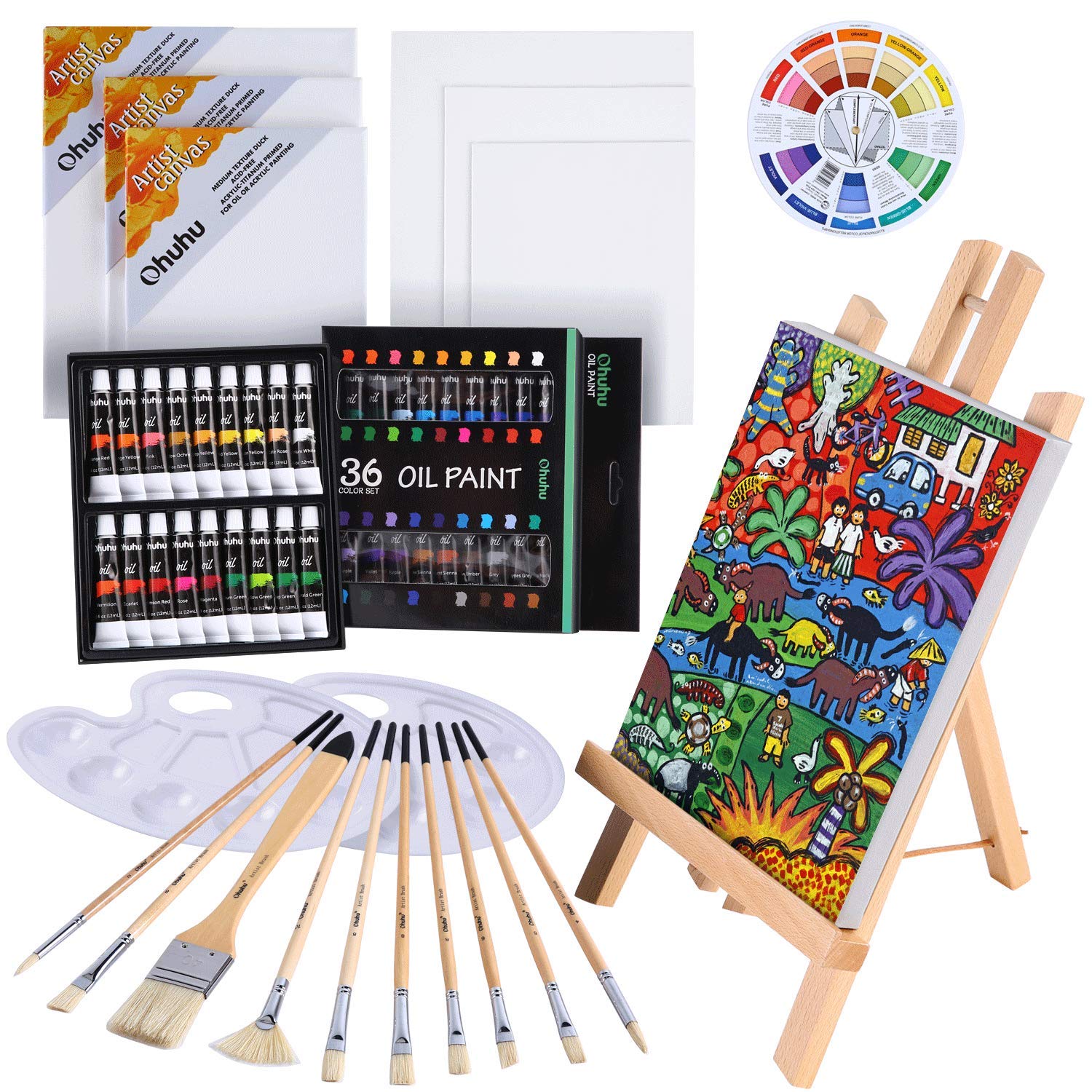 Amazon | Ohuhu 油絵具 セット 56点セット 36色 油絵 油絵の具 絵画
