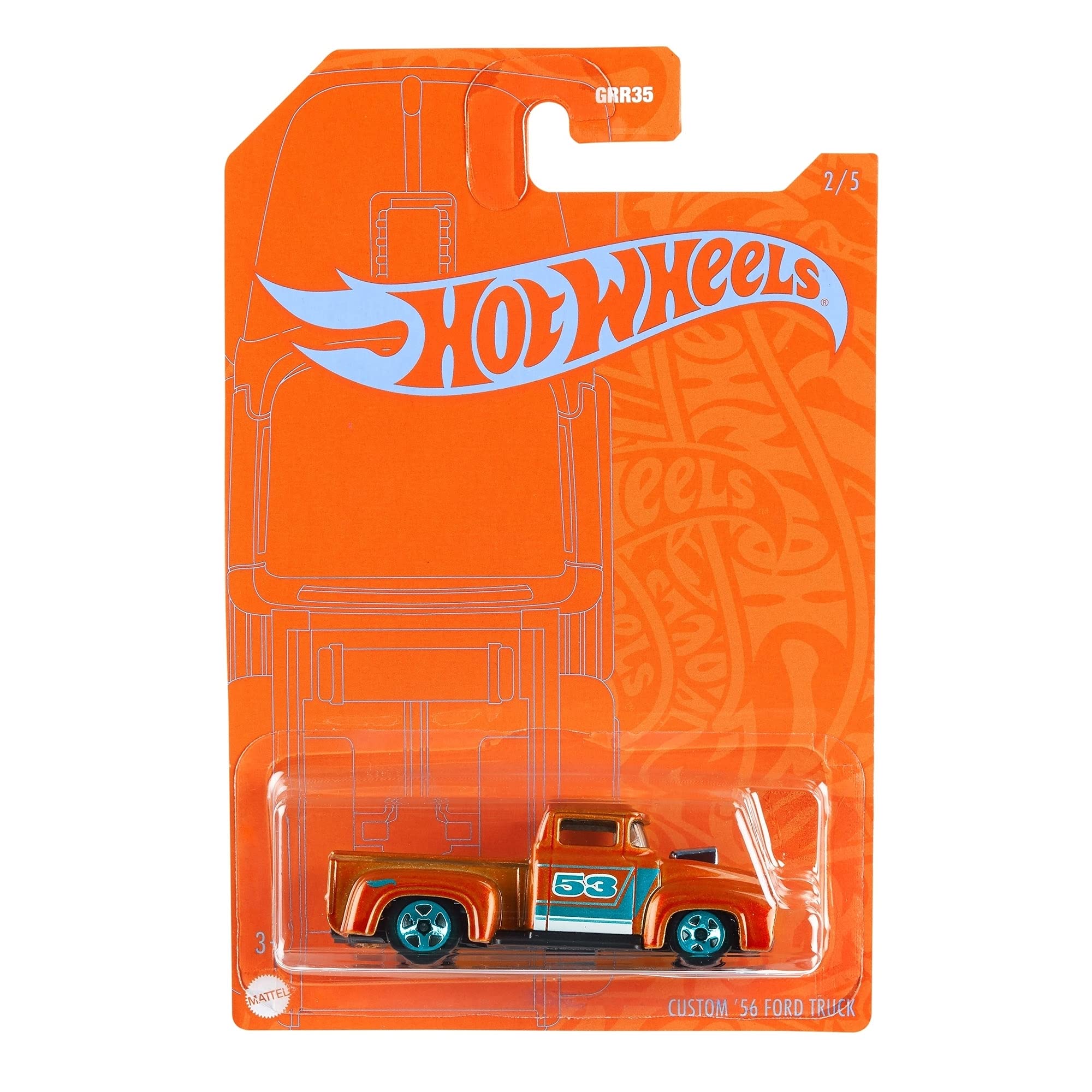 Amazon.com: Hot Wheels Orange & Blue 53rd Anniversary Custom '56